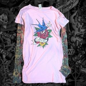Ed Hardy mesh tattoo sleeve shirt
